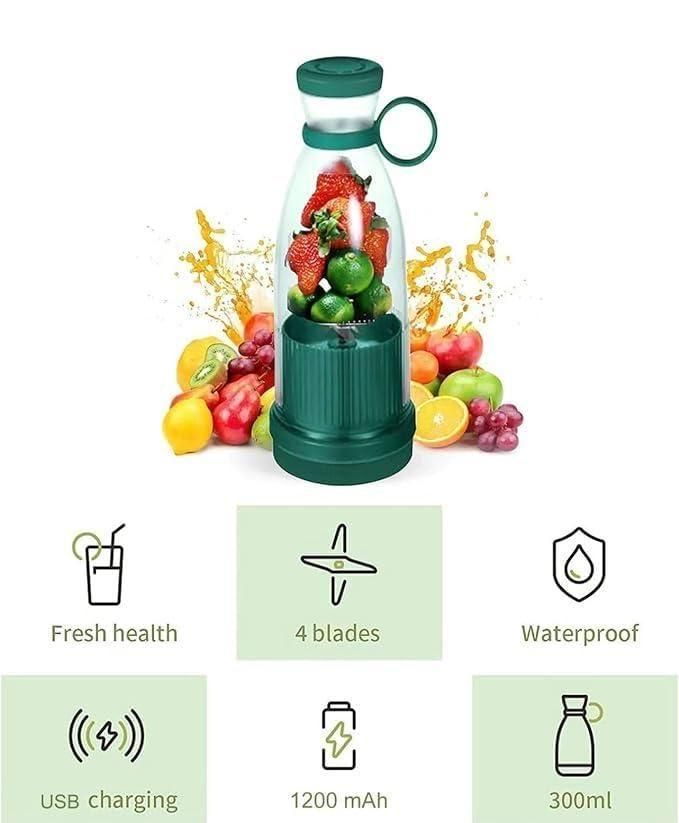 Portable Mini Juice Blender | USB Rechargeable Travel Juicer (380ml)